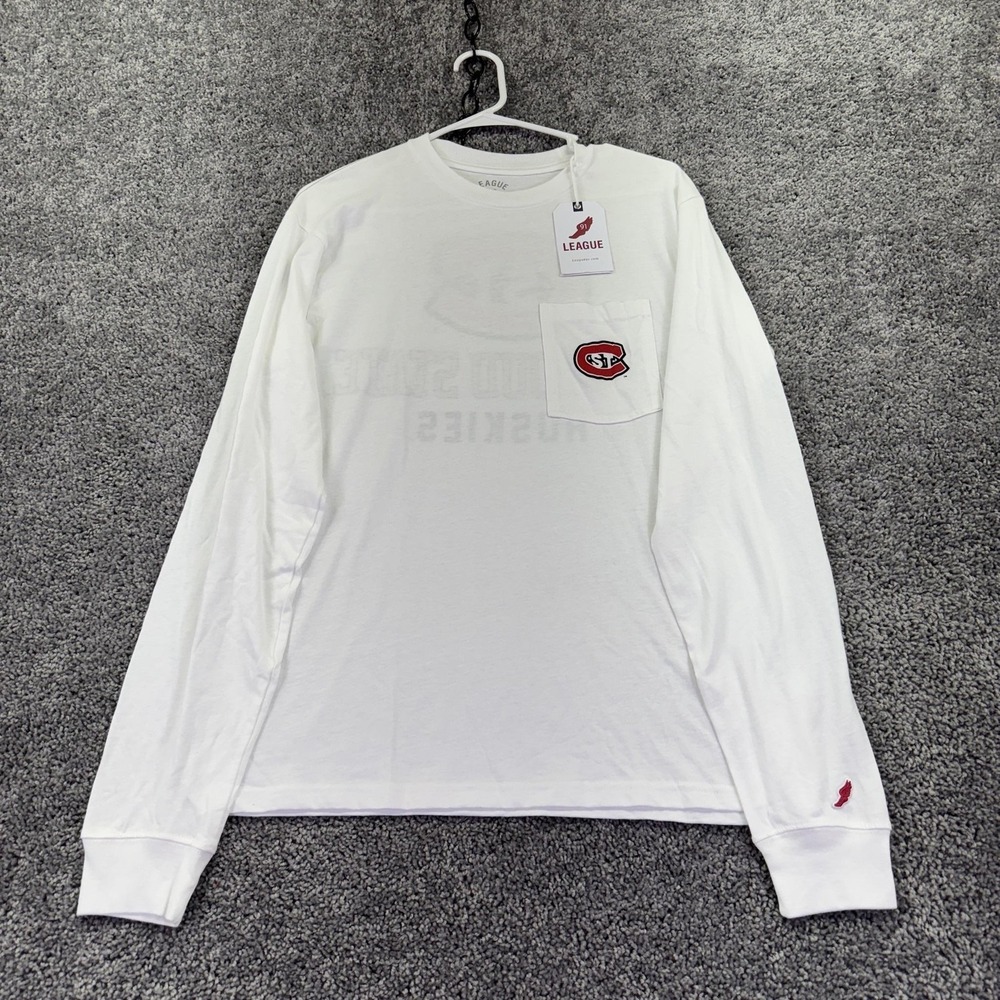 St. Cloud State Huskies Shirt Mens Small White NCAA College League Long Sleeve